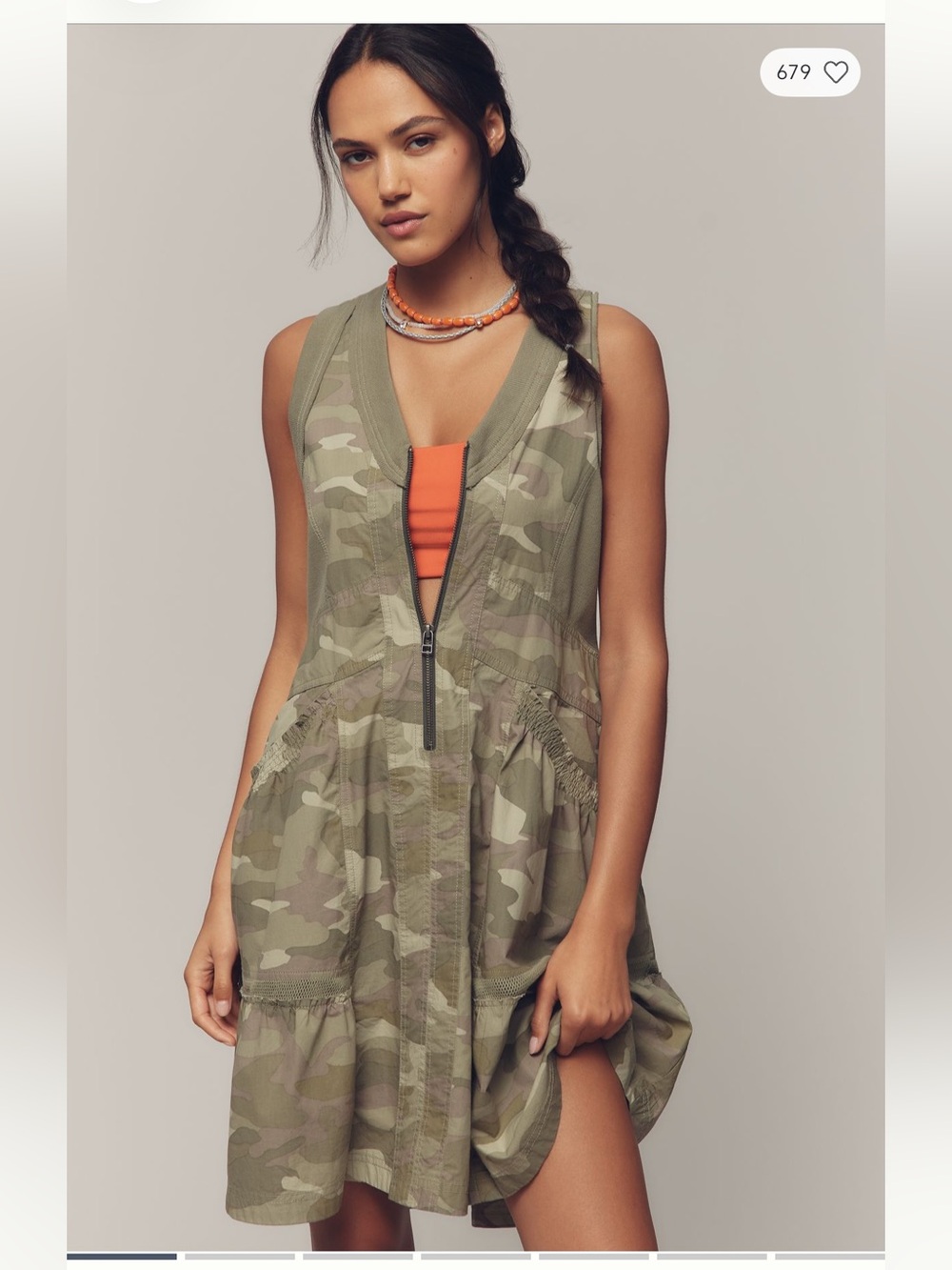 Anthropologie’s Daily Practice Trek Utility Mini Dress in Camo Print